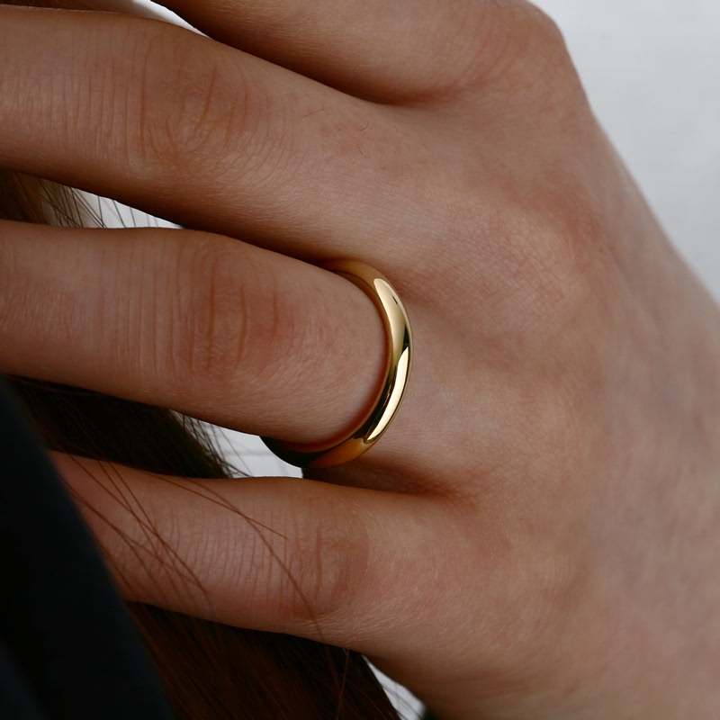 MR-I Raised oval wedding band ring 3.0mm 14k gold