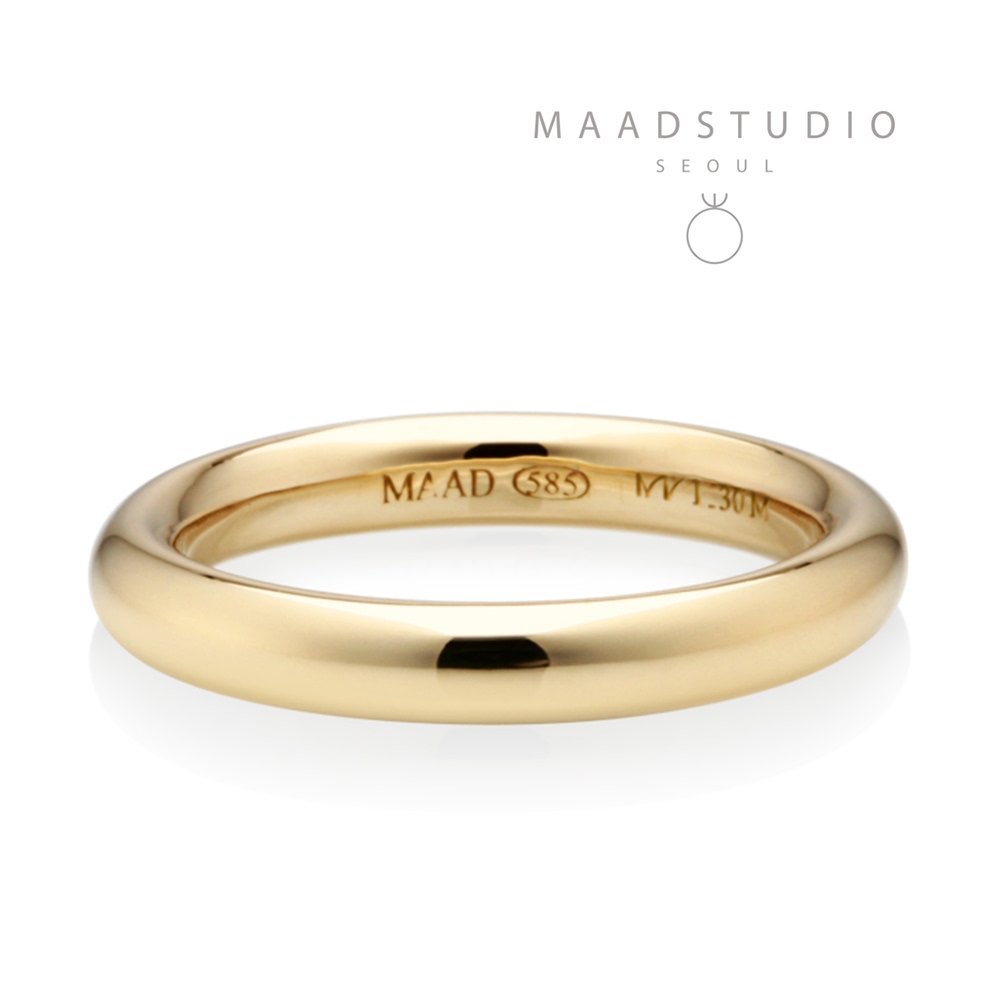 MR-I Raised oval wedding band ring 3.0mm 14k gold