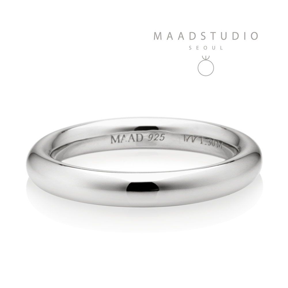 MR-I Raised oval band ring 3.0mm Sterling silver