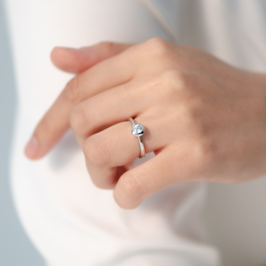 프리지아 반지 14k 화이트골드 0.3ct