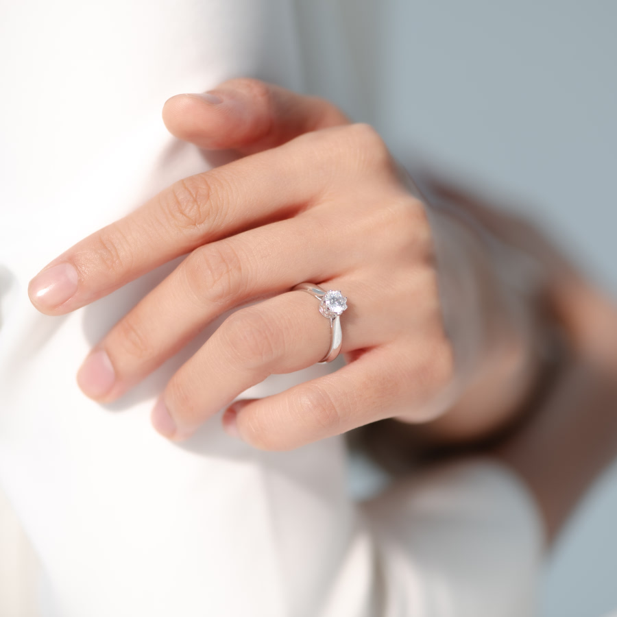 프리그 반지 14k 화이트골드 0.5ct