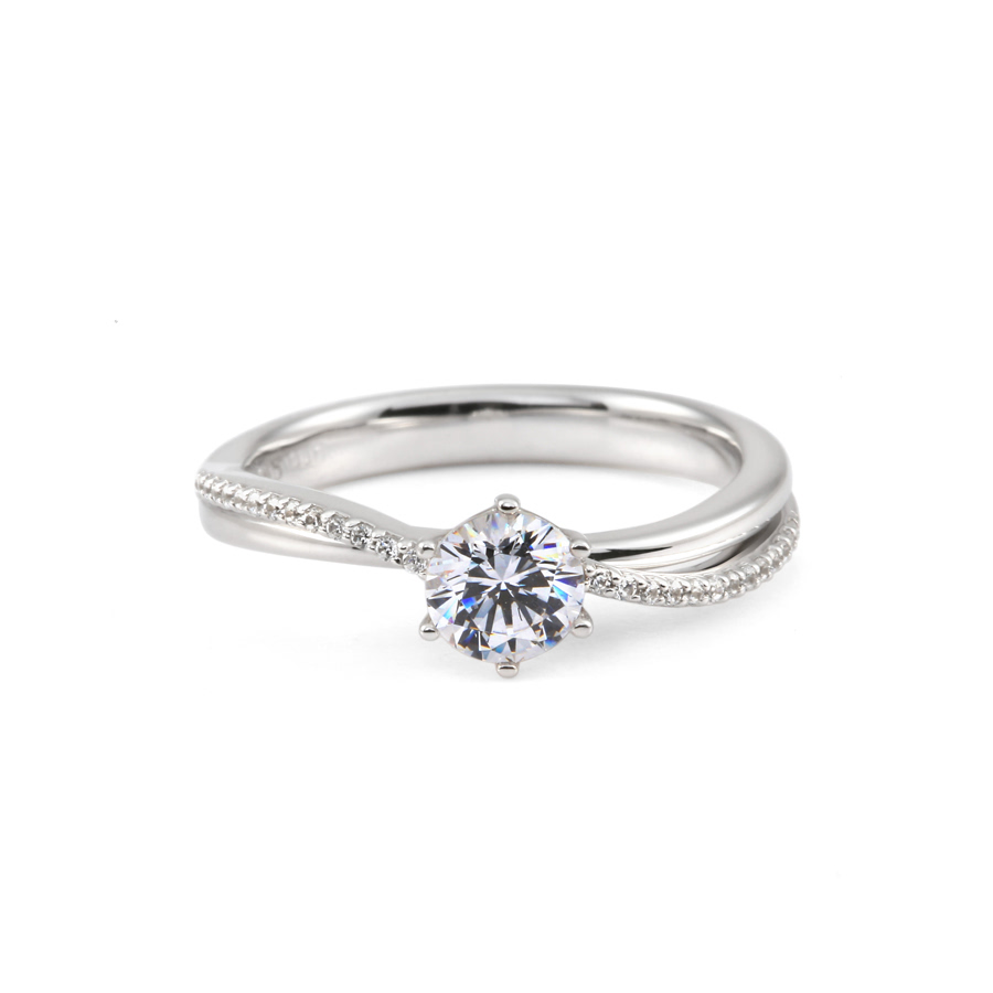 Fleuve ring 14k White gold CZ 0.5ct