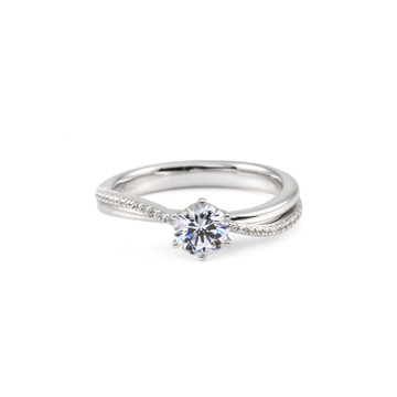 Fleuve ring 14k White gold CZ 0.5ct