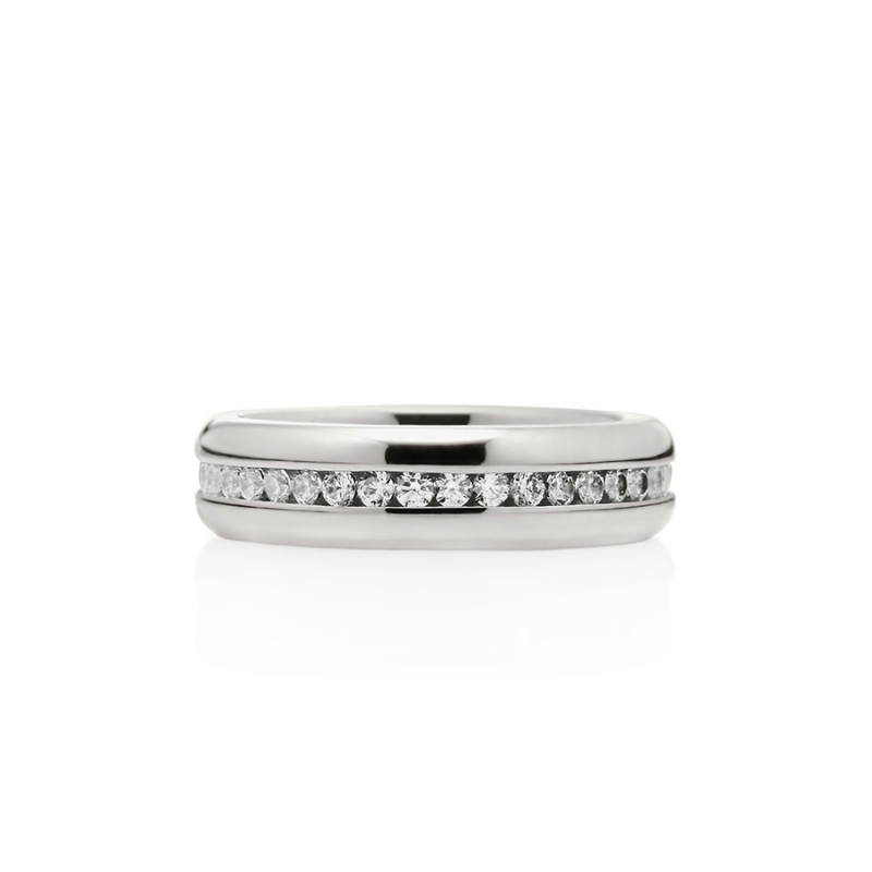 Oval Princess wedding band ring (M) 14k White gold CZ