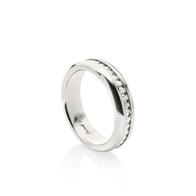 Oval Princess wedding band ring (M) 14k White gold CZ