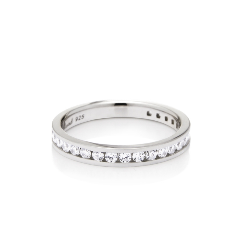 Princess wedding band ring (L) 14k White gold CZ