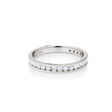 Princess wedding band ring (L) 14k White gold CZ