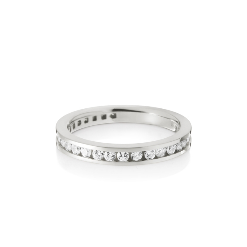 Princess wedding band ring (M) 14k White gold CZ