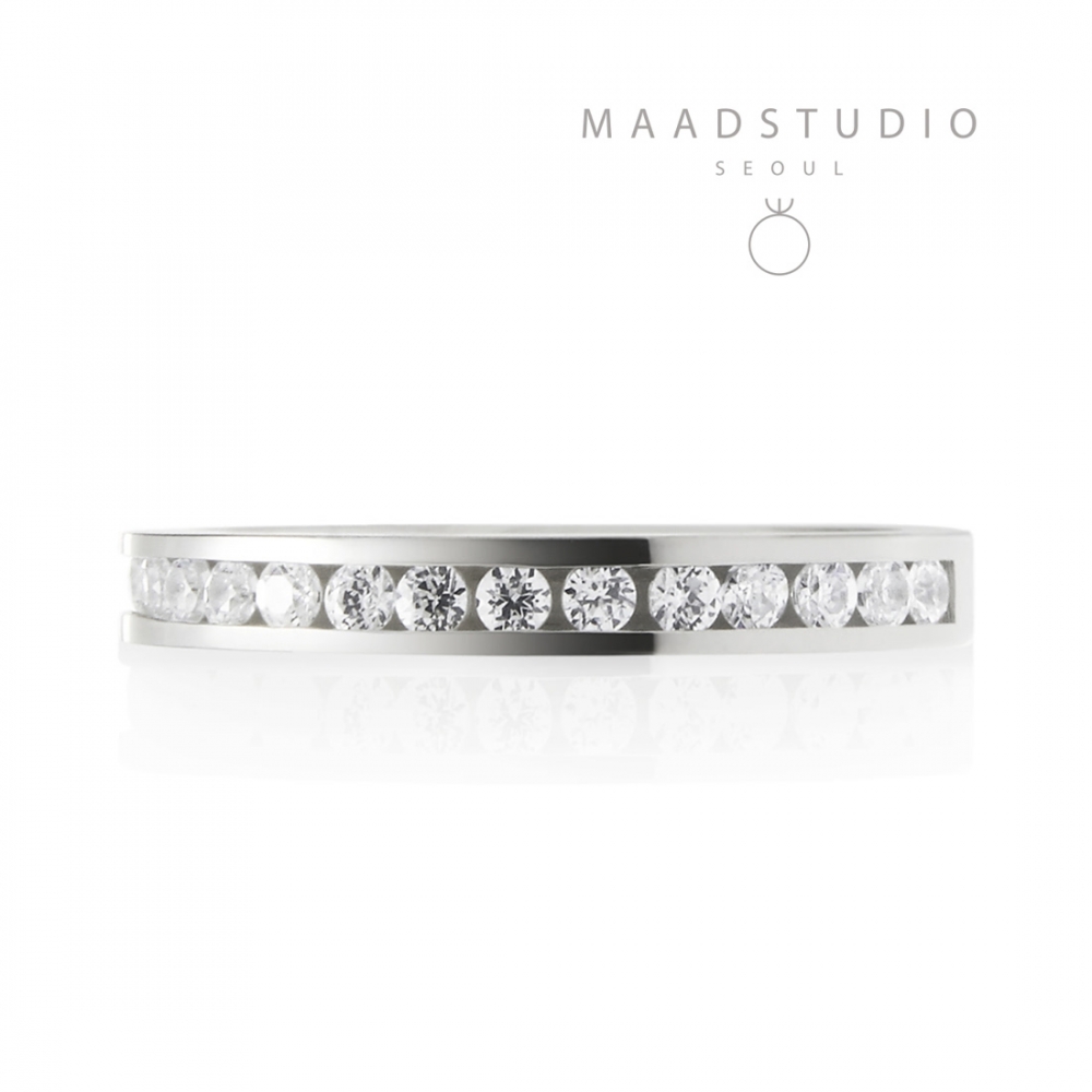 Princess wedding band ring (M) 14k White gold CZ