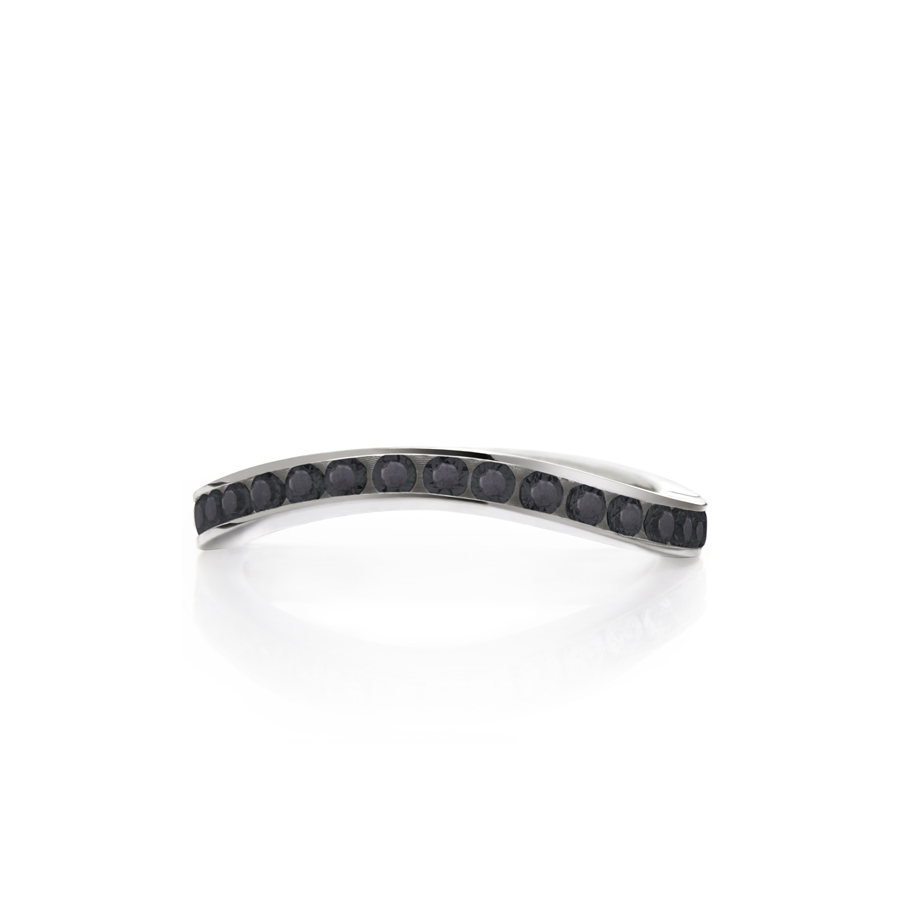 웨이브프린세스링 U_type 14k 화이트골드 black CZ