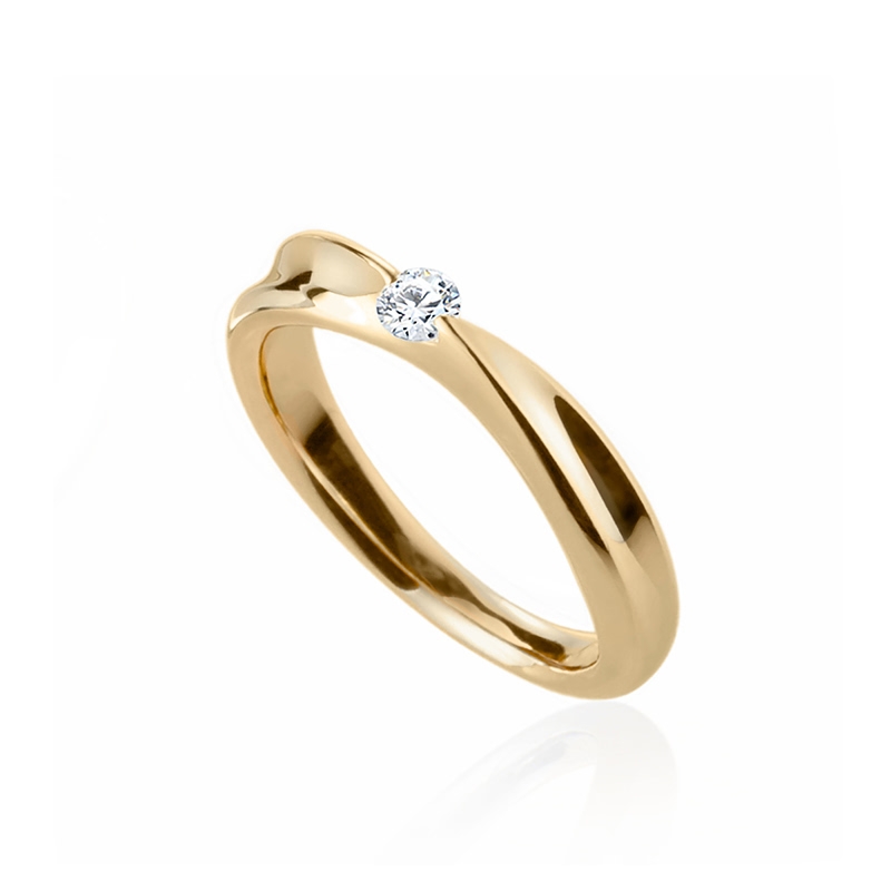 Infinity IV Solitaire ring (S) 14k gold CZ 0.1ct