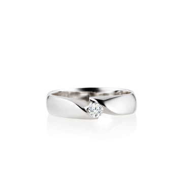 Cymbidium Solitaire ring (S) 14k White gold CZ 0.1ct