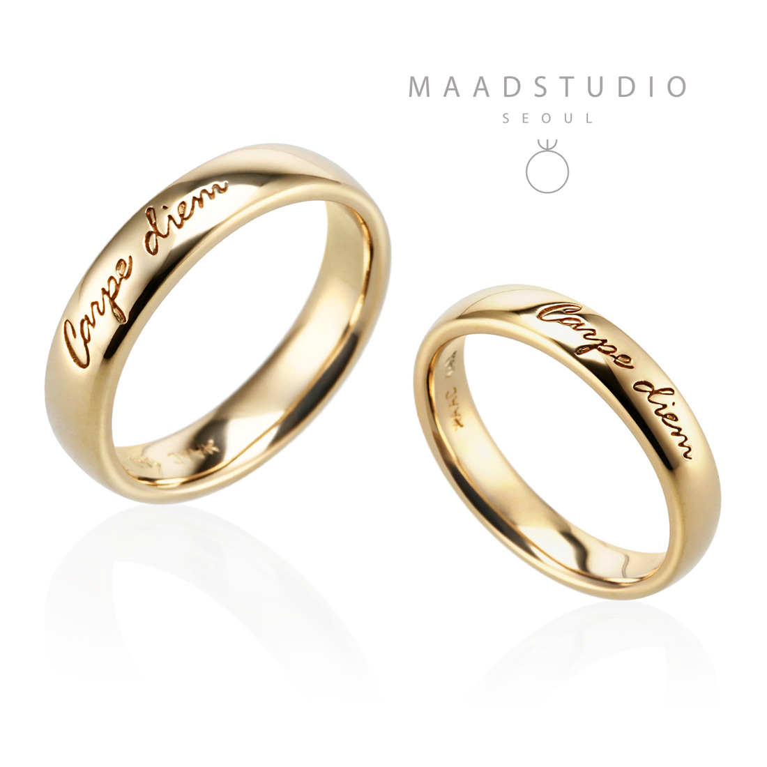 Carpediem wedding ring Set (L&M) 14k gold