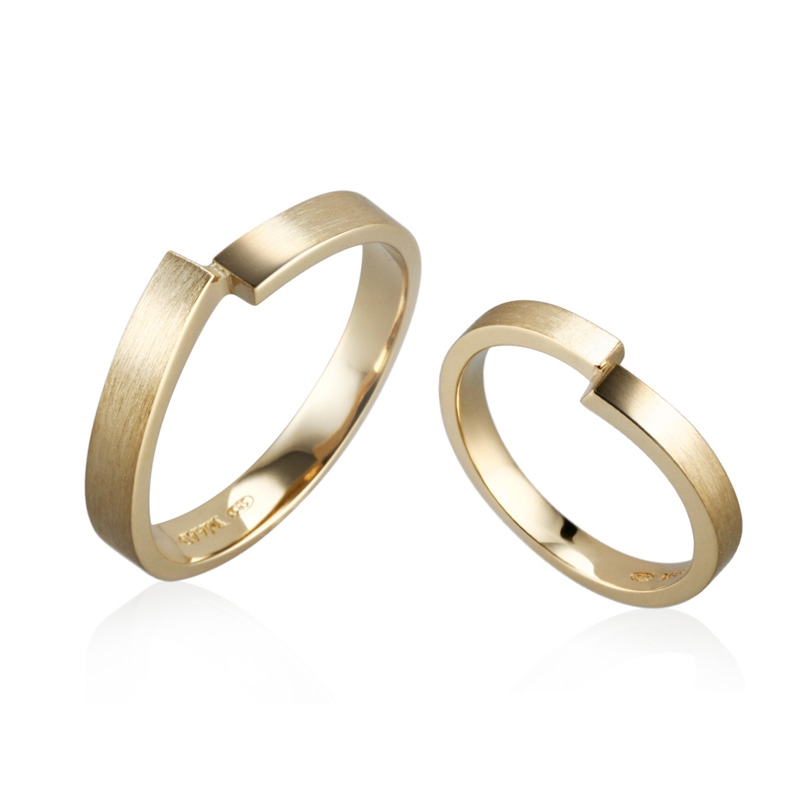 Encounter MG wedding ring Set (M&S) 14k gold hairline