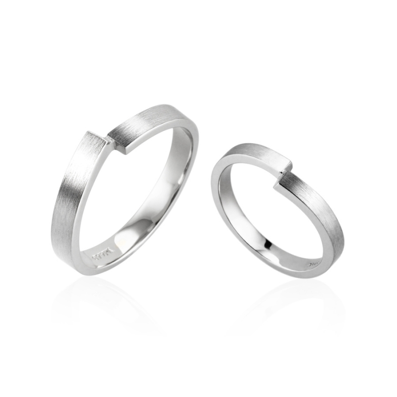 Encounter MG wedding ring Set (M&S) 14k White gold hairline