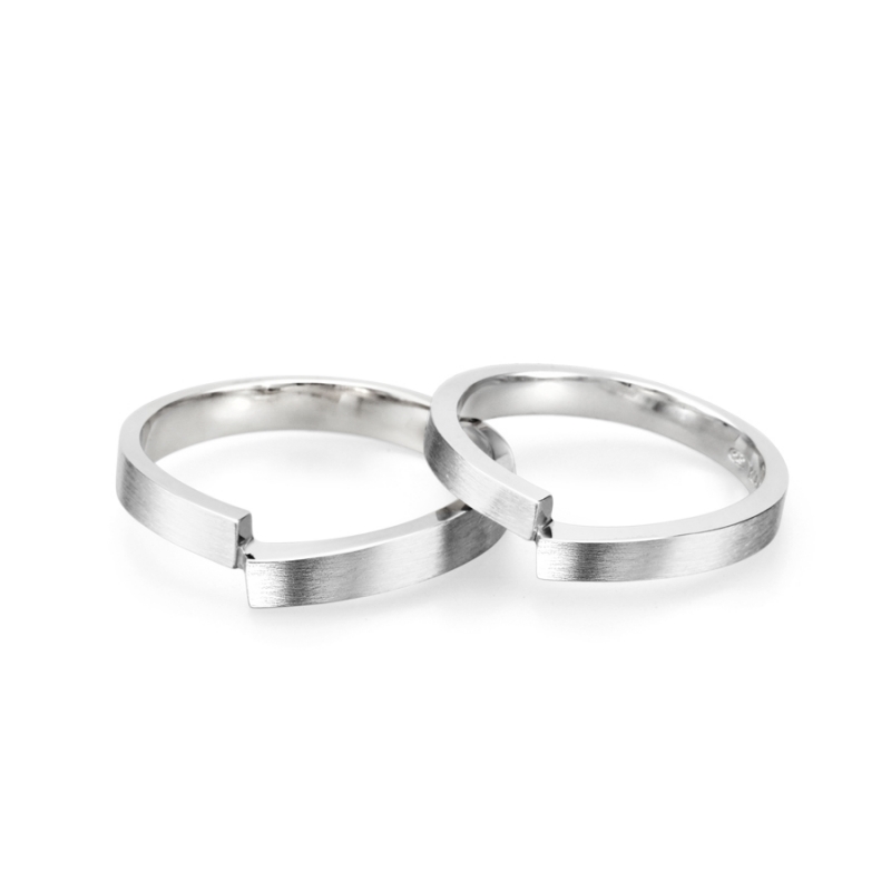 Encounter MG wedding ring Set (M&S) 14k White gold hairline