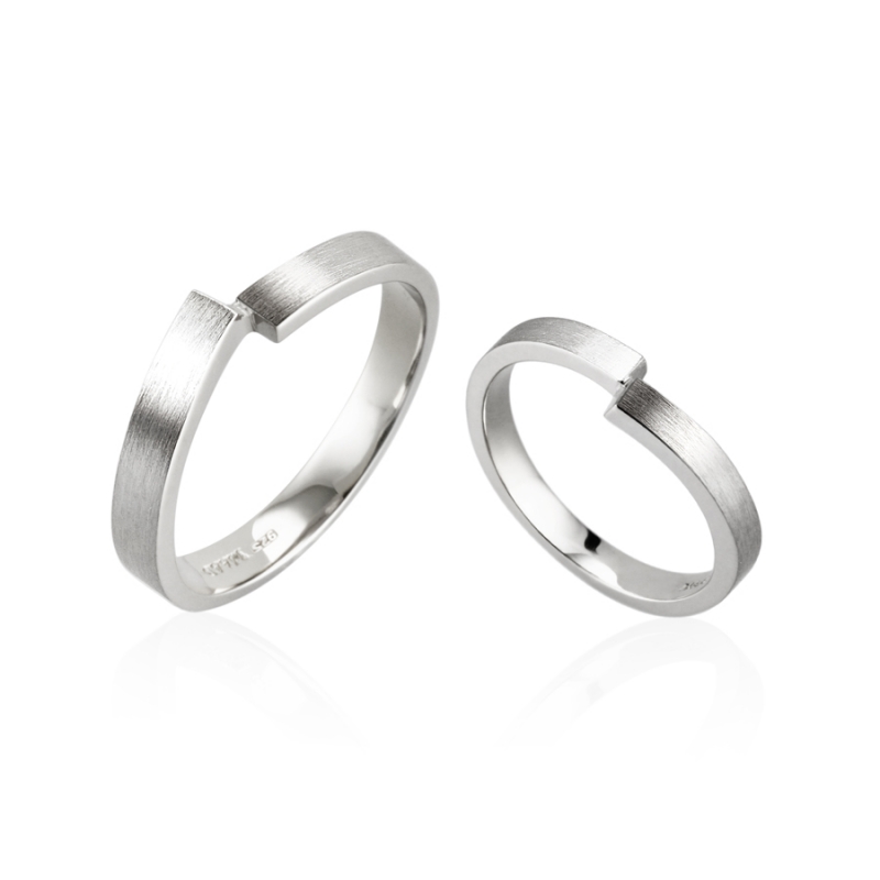 Encounter MG couple ring Set (M&S) hairline Sterling silver