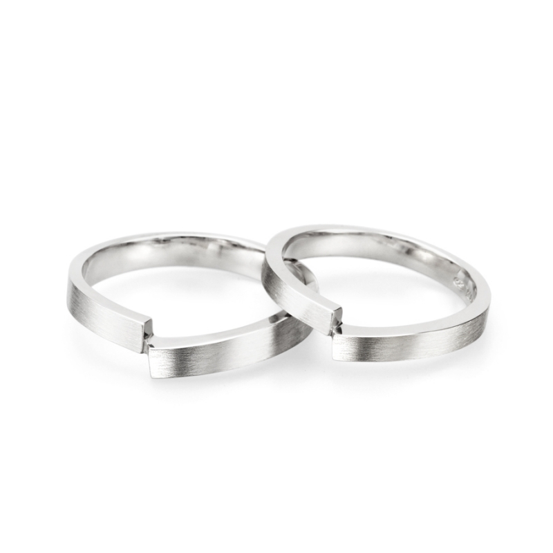 Encounter MG couple ring Set (M&S) hairline Sterling silver