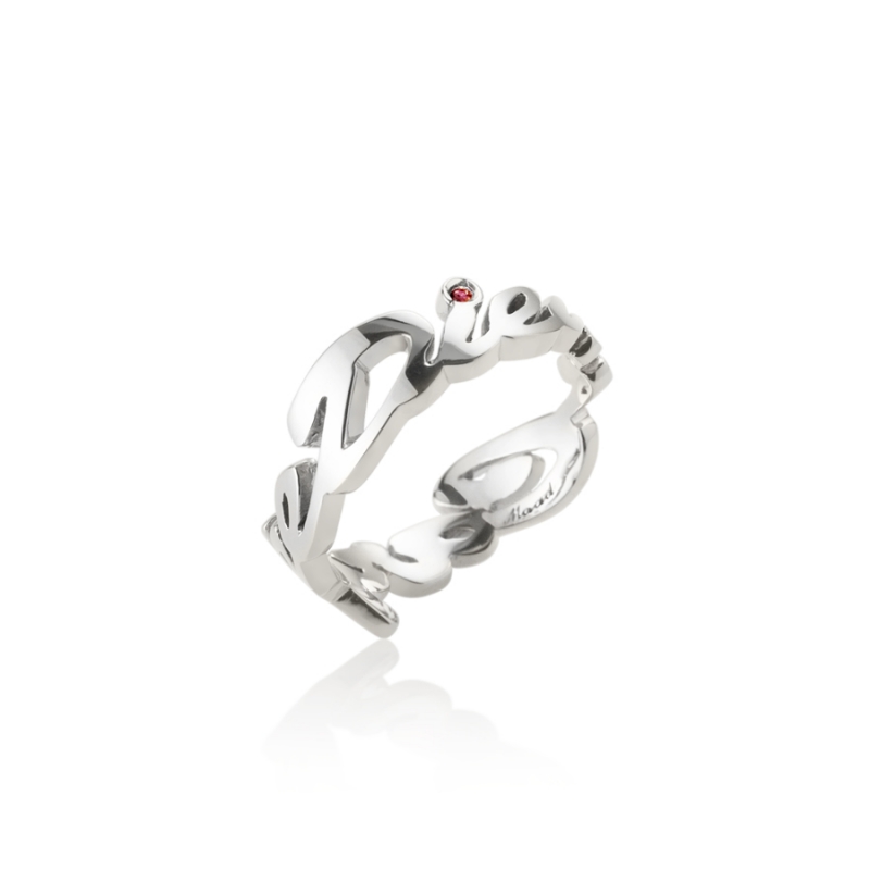 Carpediem II Logo ring (Woman) garnet Sterling silver