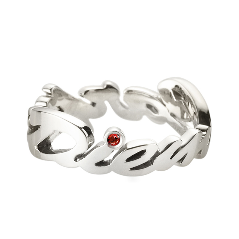 까르페디엠II Logo 반지 (여성용) Silver_925 garnet