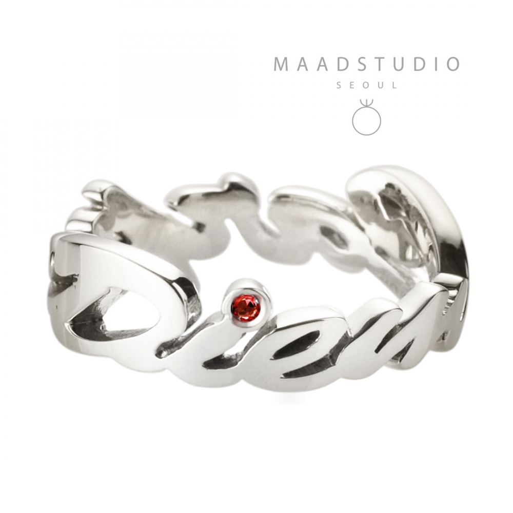 Carpediem II Logo ring (Woman) garnet Sterling silver