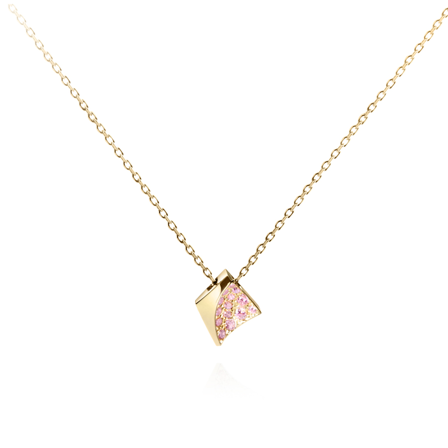 결정 목걸이 (소) 14k pink CZ