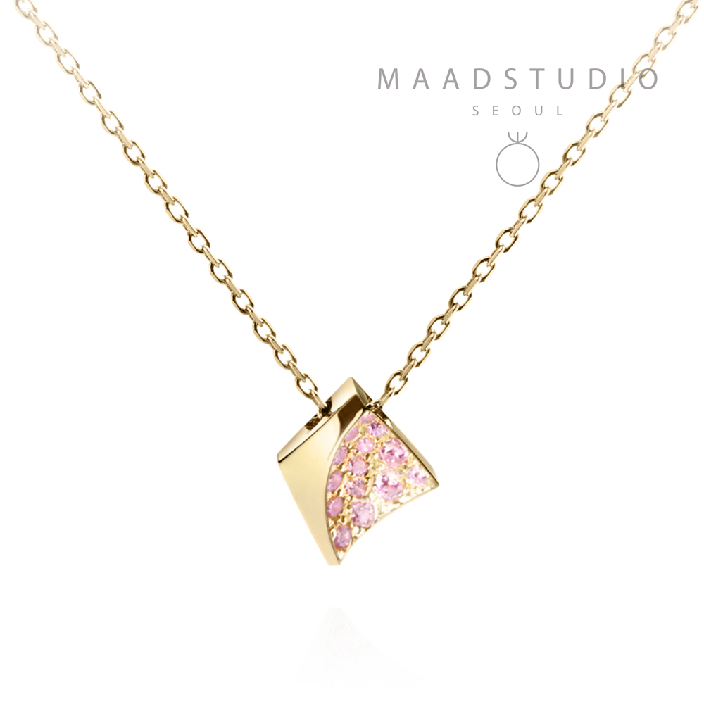 결정 목걸이 (소) 14k pink CZ