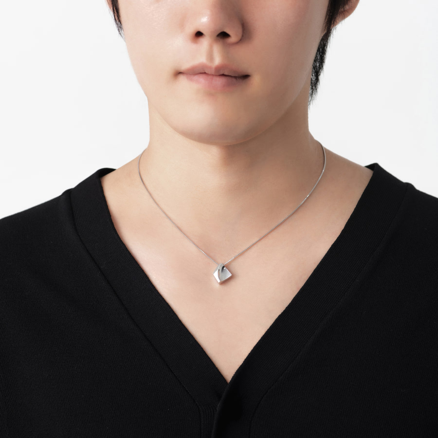 결정 커플목걸이 (대+소) Silver_925 CZ & flat