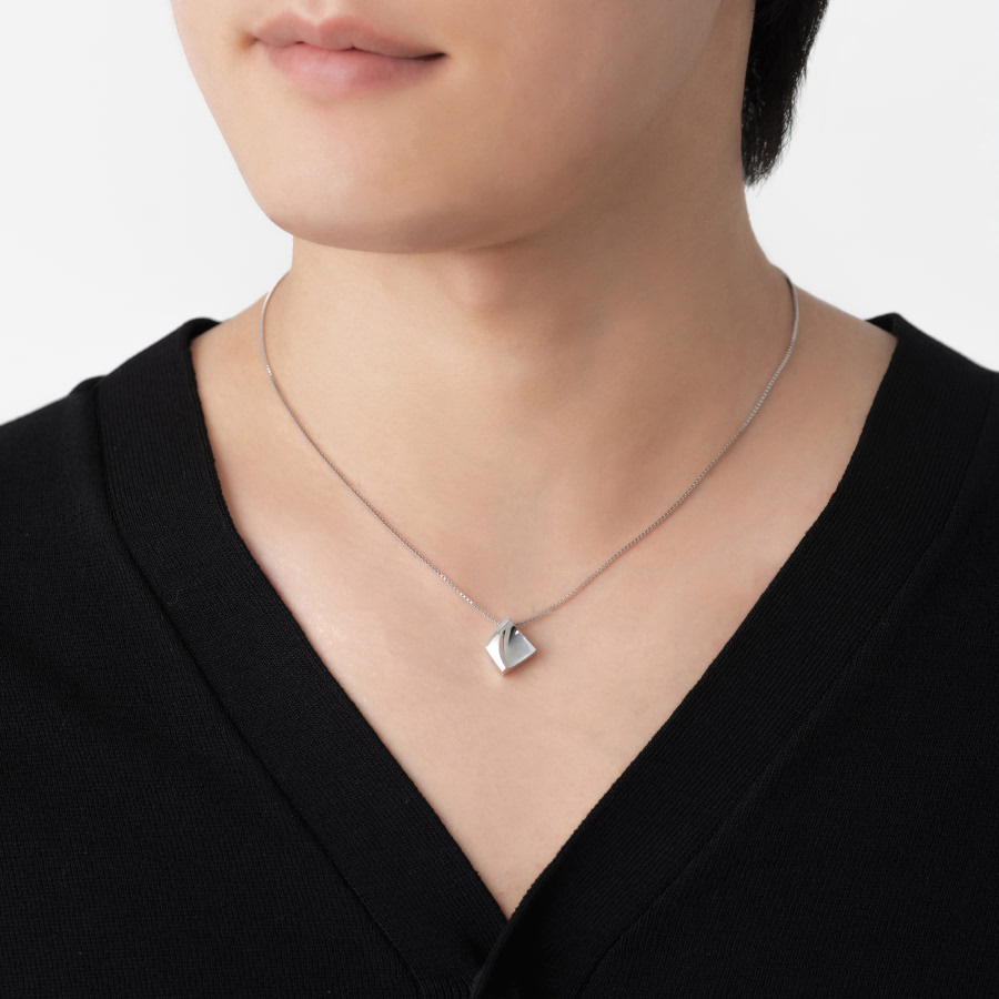 결정 커플목걸이 (대+소) Silver_925 CZ & flat