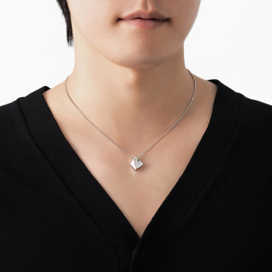 결정 커플목걸이 (대+소) Silver_925 CZ & flat