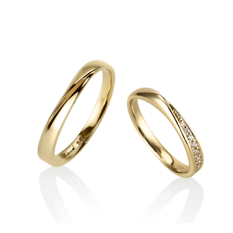 Infinity I wedding ring Set (S&SS) 14k gold CZ