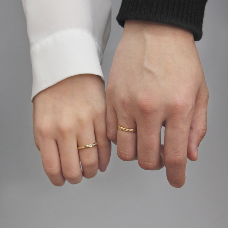 Infinity I wedding ring Set (S&SS) 14k gold CZ
