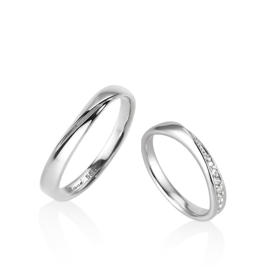 Infinity I wedding ring Set (S&SS) 14k White gold CZ