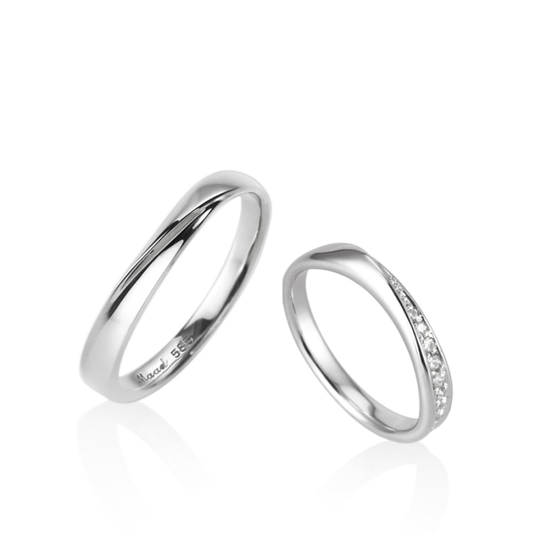 Infinity I wedding ring Set (S&SS) 14k White gold CZ