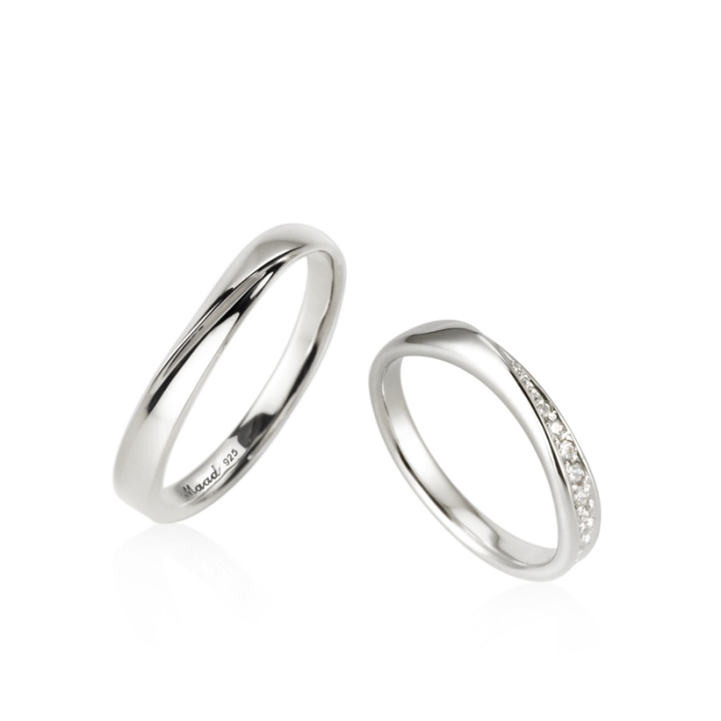 Infinity I couple ring Set (S&SS) CZ & flat Sterling silver