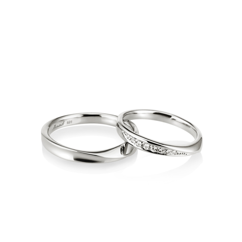 Infinity I couple ring Set (S&SS) CZ & flat Sterling silver