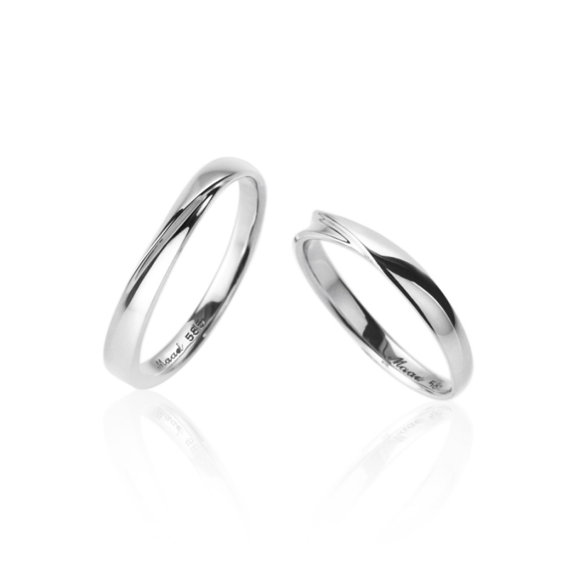 Infinity I wedding ring Set (S&S) 14k White gold