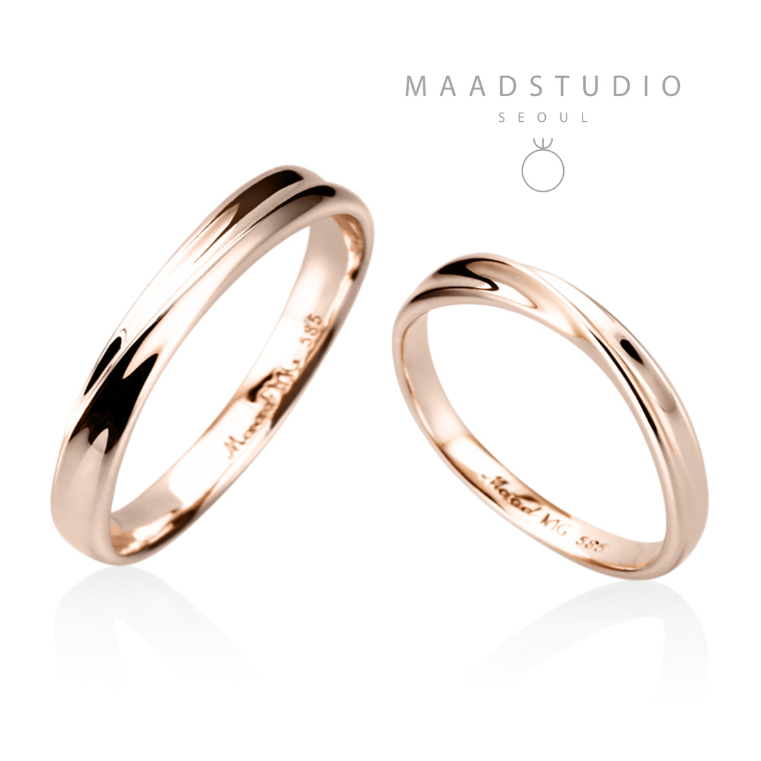 Infinity II MG wedding ring Set (M&S) 14k Red gold