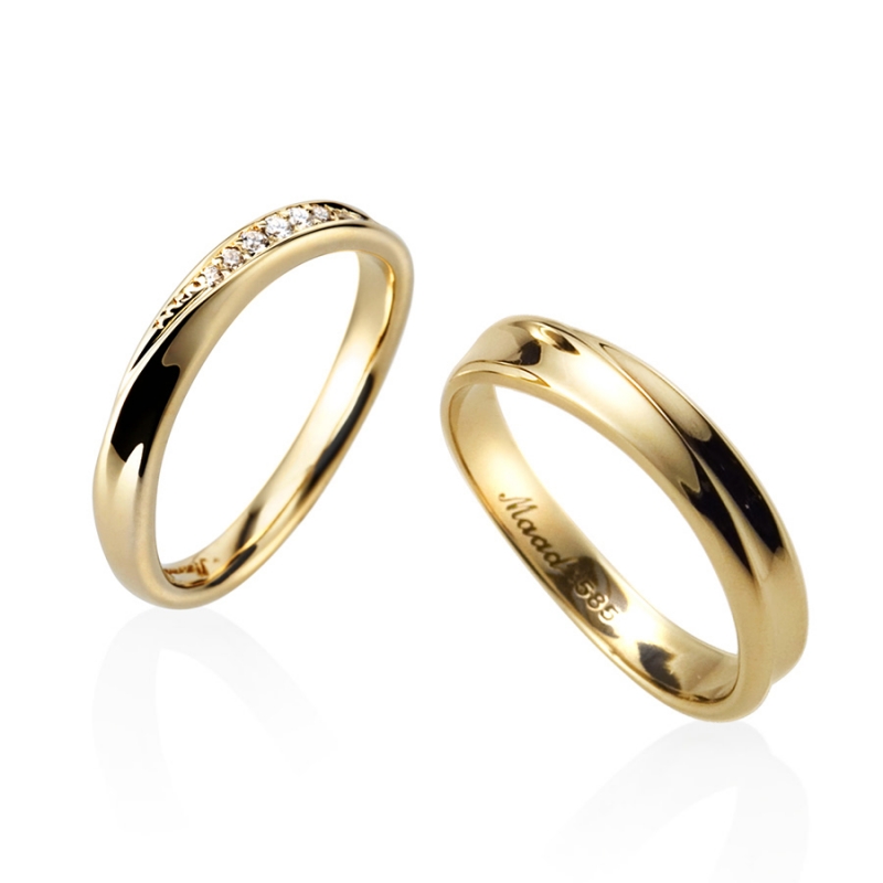 Infinity II wedding ring Set (S&SS) 14k gold CZ