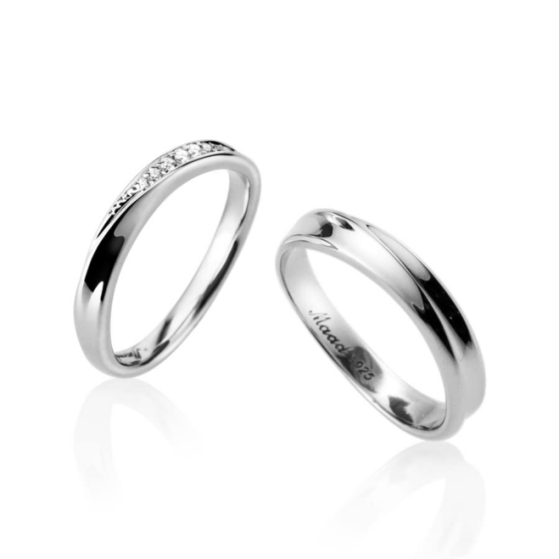 Infinity II couple ring Set (S&SS) CZ & flat Sterling silver