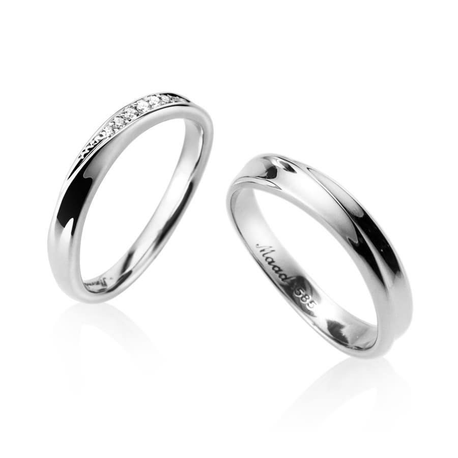 Infinity II wedding ring Set (S&SS) 14k White gold