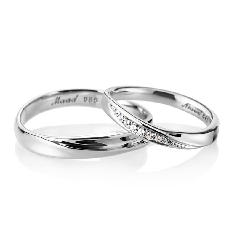 Infinity II wedding ring Set (S&SS) 14k White gold