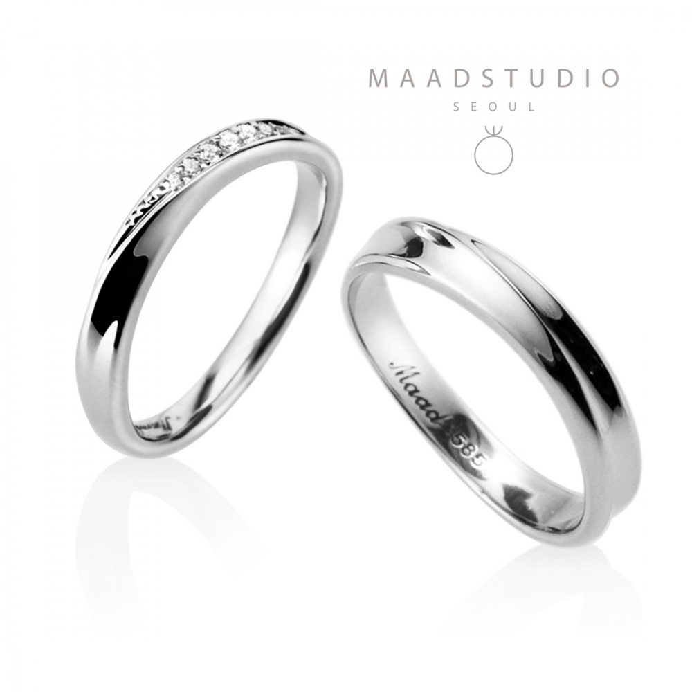 Infinity II wedding ring Set (S&SS) 14k White gold