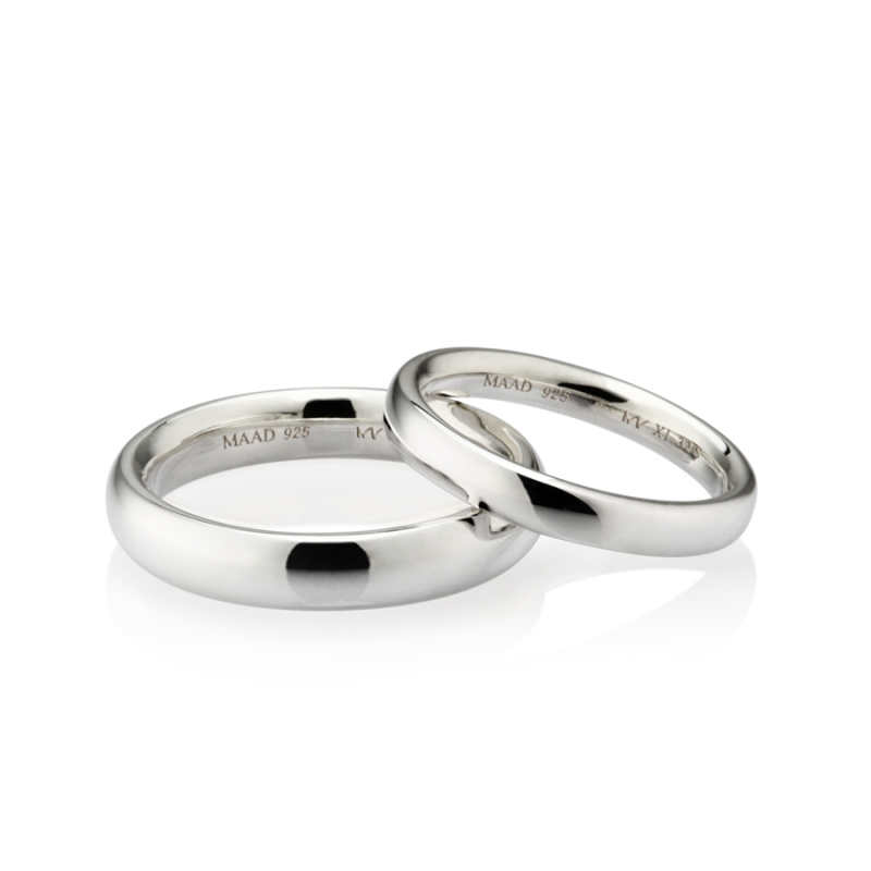 MR-XI Low-dome Oval couple band ring Set 4.2mm & 3.2mm Sterling silver