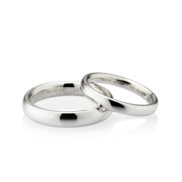 MR-XI Low-dome Oval couple band ring Set 4.2mm & 3.2mm Sterling silver