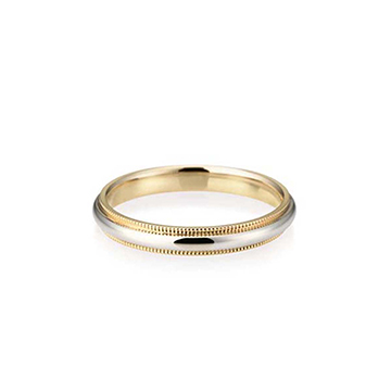 Milgrain wedding band ring (3mm) 14k gold combi