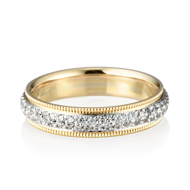 밀그레인 밴드링 (4mm) 14k combi, CZ