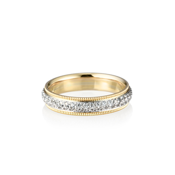 Milgrain wedding band ring (4mm) 14k gold combi