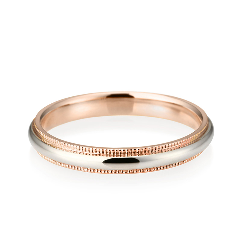 밀그레인 밴드링 (4mm) 14k 레드골드 combi
