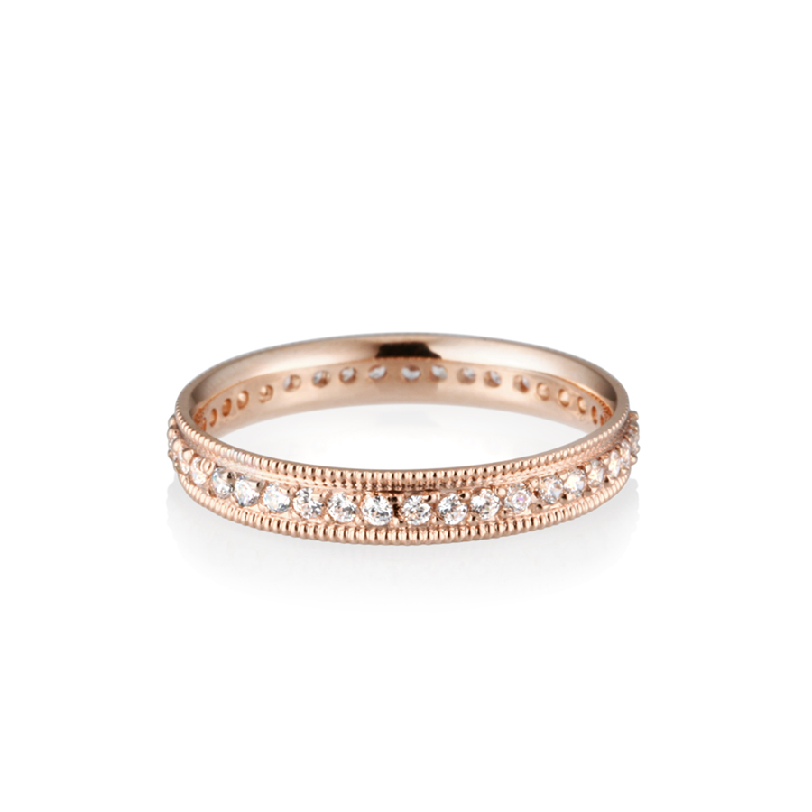 Milgrain bandLigh (3mm) 14k Red gold